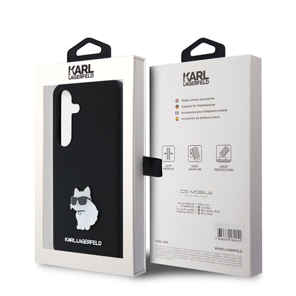 Capa para Samsung Galaxy S24 S921, Karl Lagerfeld, Silicone Choupette, Preta