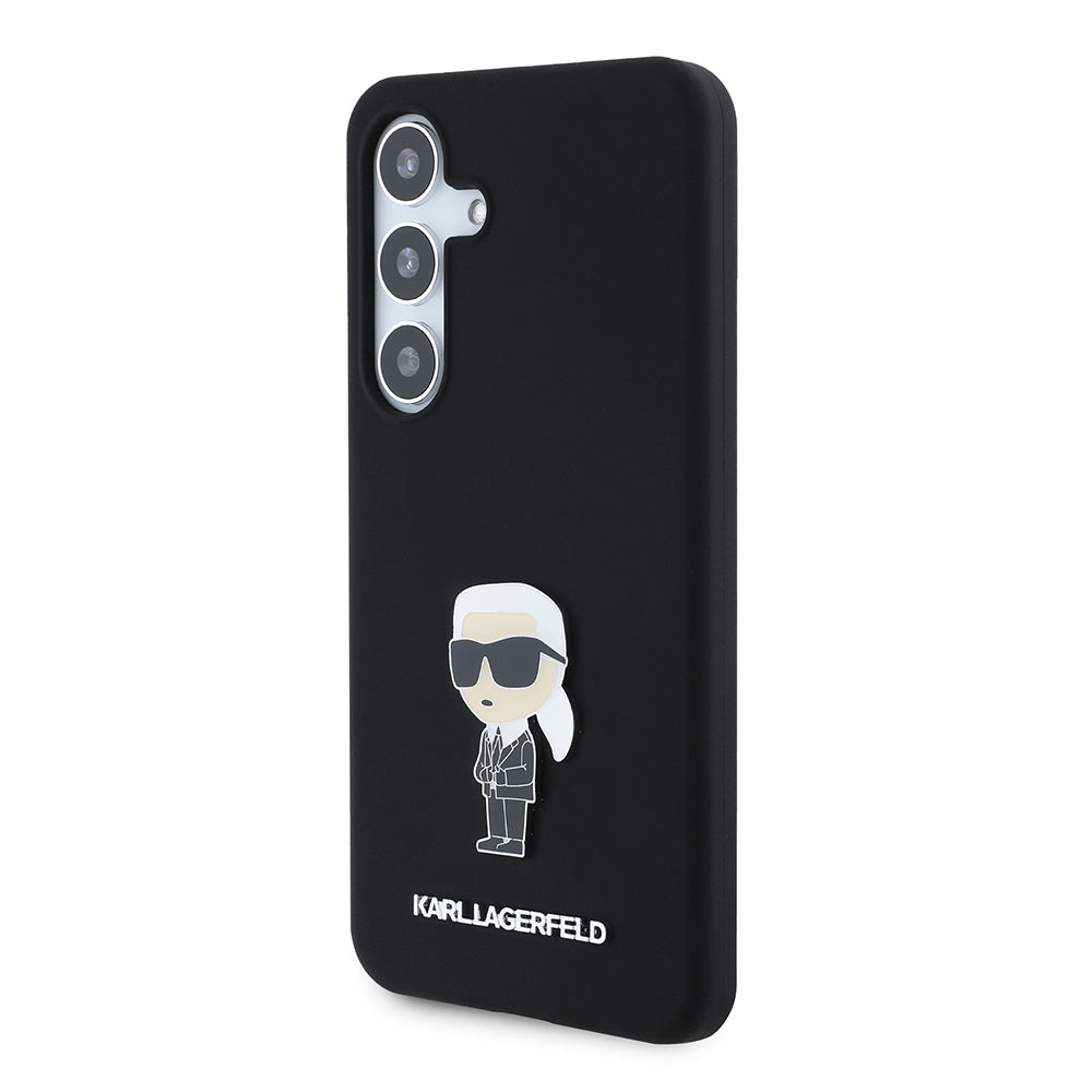 Case for Samsung Galaxy S24 S921, Karl Lagerfeld, Silicone Ikonik Karl Metal, Black