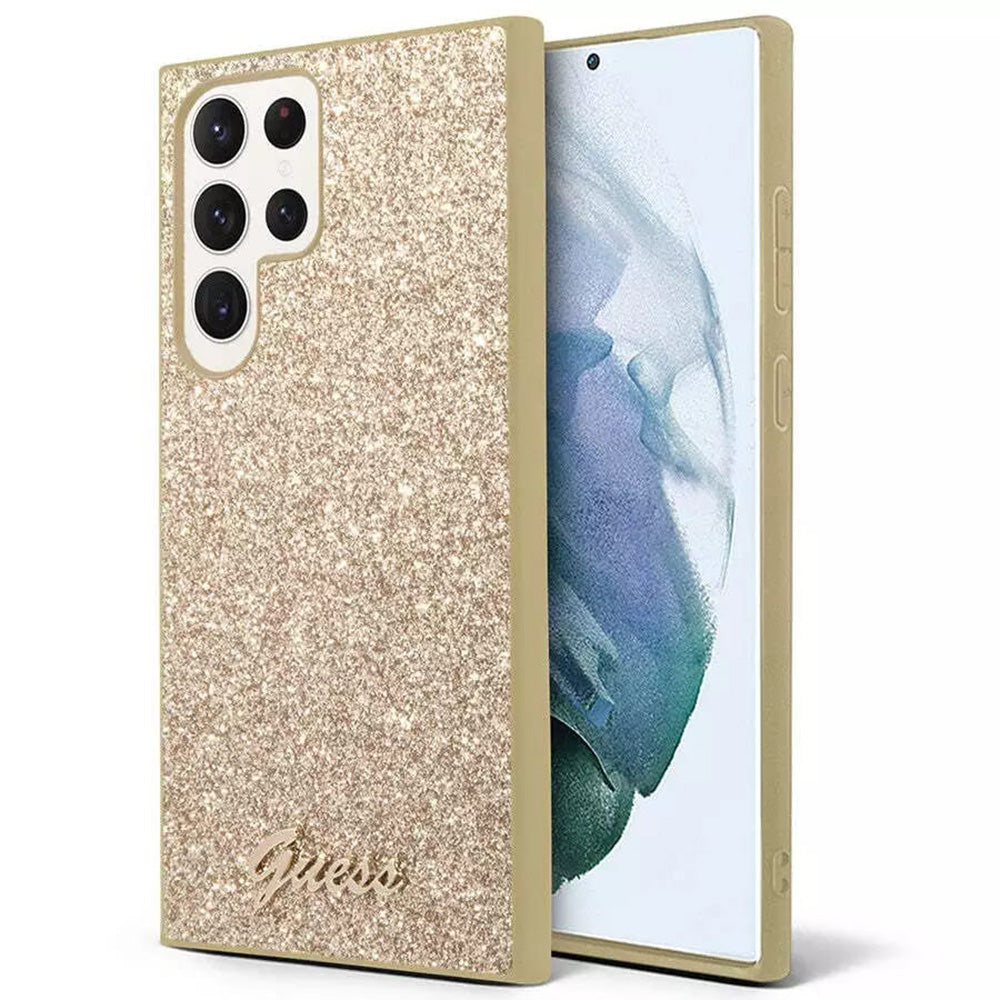 Capa para Samsung Galaxy S24 Ultra S928, Guess, Glitter Script, Dourada