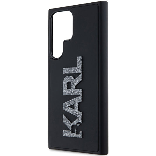 Capa para Samsung Galaxy S24 Ultra S928, Karl Lagerfeld, Logo de Borracha com Glitter 3D, Preta