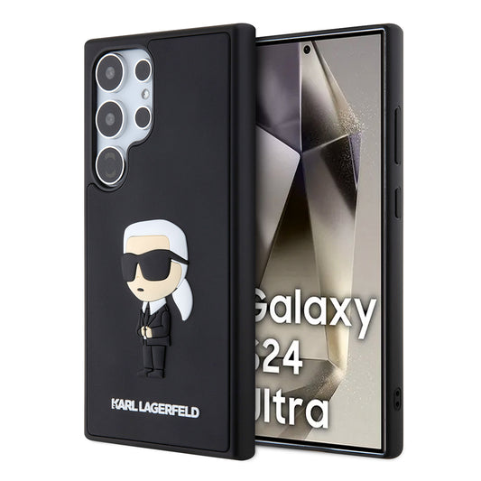 Capa para Samsung Galaxy S24 Ultra S928, Karl Lagerfeld, 3D Rubber Ikonik Karl, Preta