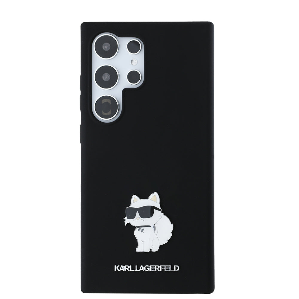 Capa para Samsung Galaxy S24 Ultra S928, Karl Lagerfeld, Silicone Choupette Metal, Preta