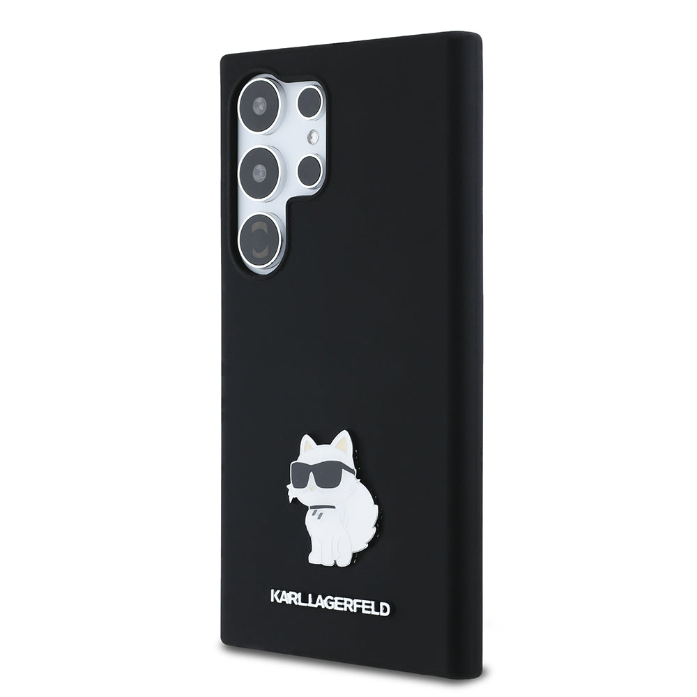 Capa para Samsung Galaxy S24 Ultra S928, Karl Lagerfeld, Silicone Choupette Metal, Preta