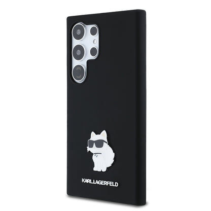 Capa para Samsung Galaxy S24 Ultra S928, Karl Lagerfeld, Silicone Choupette Metal, Preta