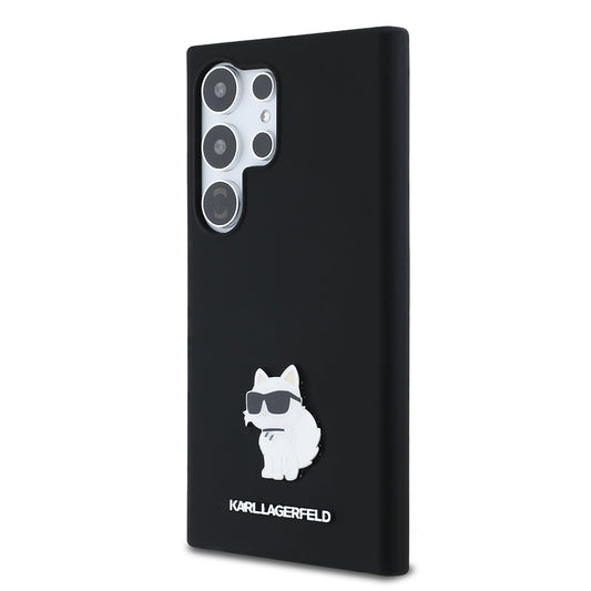Capa para Samsung Galaxy S24 Ultra S928, Karl Lagerfeld, Silicone Choupette Metal, Preta