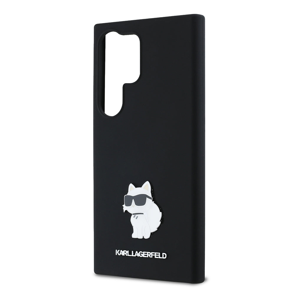 Capa para Samsung Galaxy S24 Ultra S928, Karl Lagerfeld, Silicone Choupette Metal, Preta
