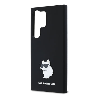 Capa para Samsung Galaxy S24 Ultra S928, Karl Lagerfeld, Silicone Choupette Metal, Preta