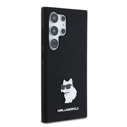 Capa para Samsung Galaxy S24 Ultra S928, Karl Lagerfeld, Silicone Choupette Metal, Preta