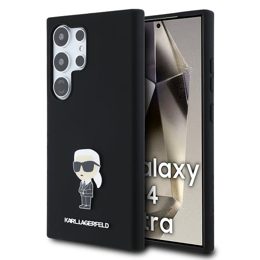 Capa para Samsung Galaxy S24 Ultra S928, Karl Lagerfeld, Silicone Ikonik Karl, Preta