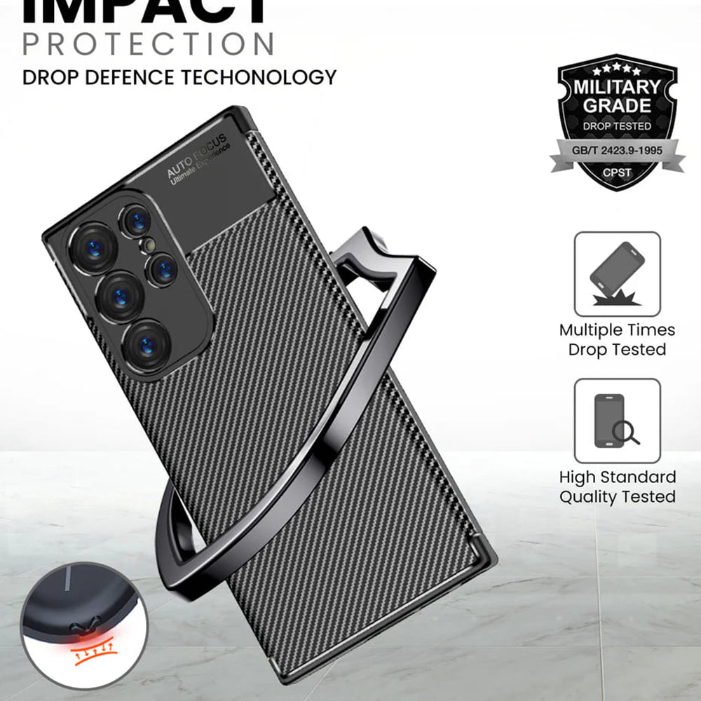 Capa para Samsung Galaxy S24 Ultra S928, Techsuit, Fibra de Carbon, Preta