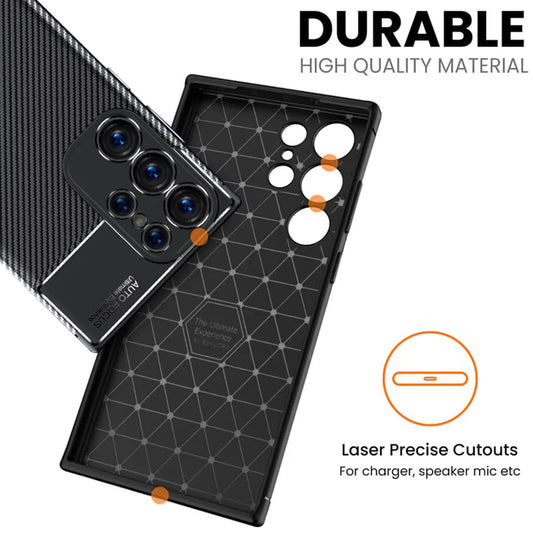 Capa para Samsung Galaxy S24 Ultra S928, Techsuit, Fibra de Carbon, Preta