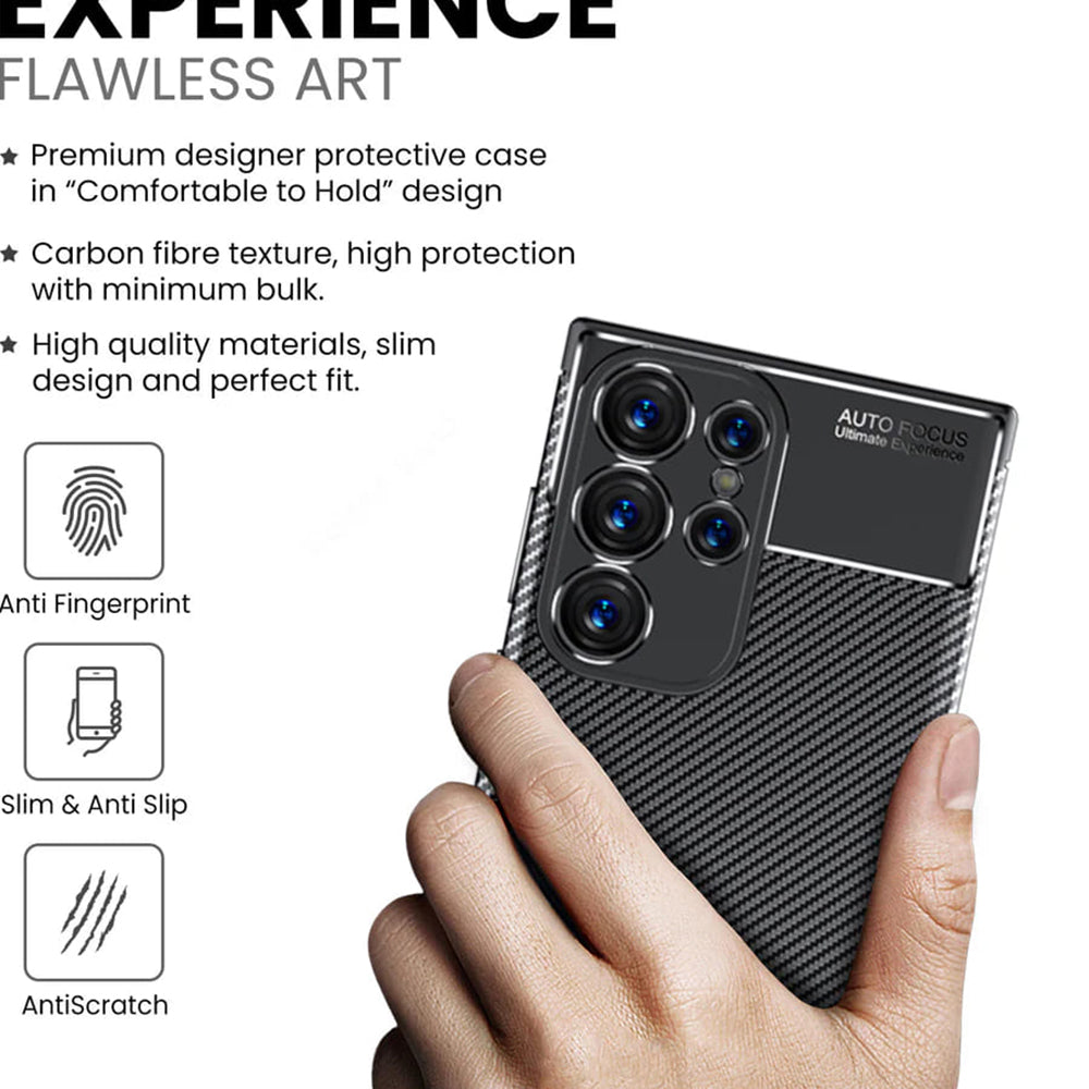 Capa para Samsung Galaxy S24 Ultra S928, Techsuit, Fibra de Carbon, Preta