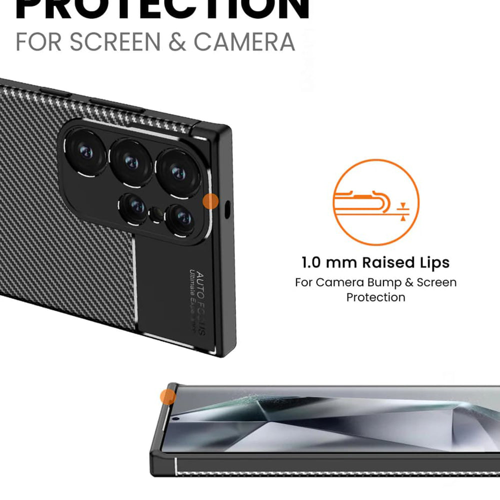 Capa para Samsung Galaxy S24 Ultra S928, Techsuit, Fibra de Carbon, Preta