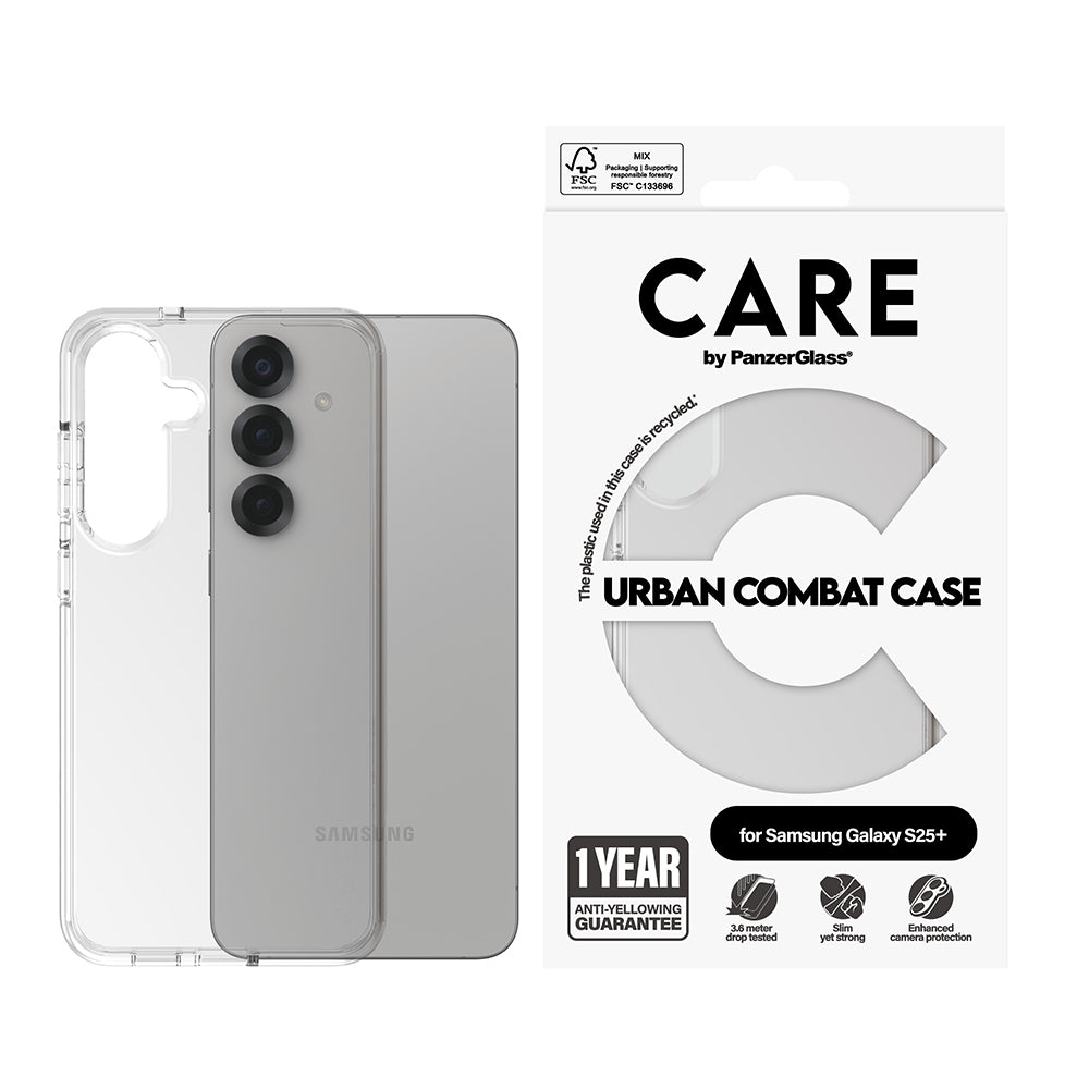 Capa para Samsung Galaxy S25+ S936, PanzerGlass, Care Urban Combat, Transparente
