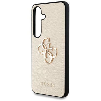 Capa para Samsung Galaxy S25 S931, Guess, 4G Grained Big and Classic Logo, Bege