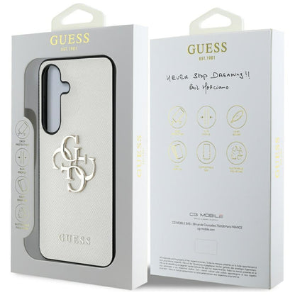 Capa para Samsung Galaxy S25 S931, Guess, 4G Grained Big and Classic Logo, Bege