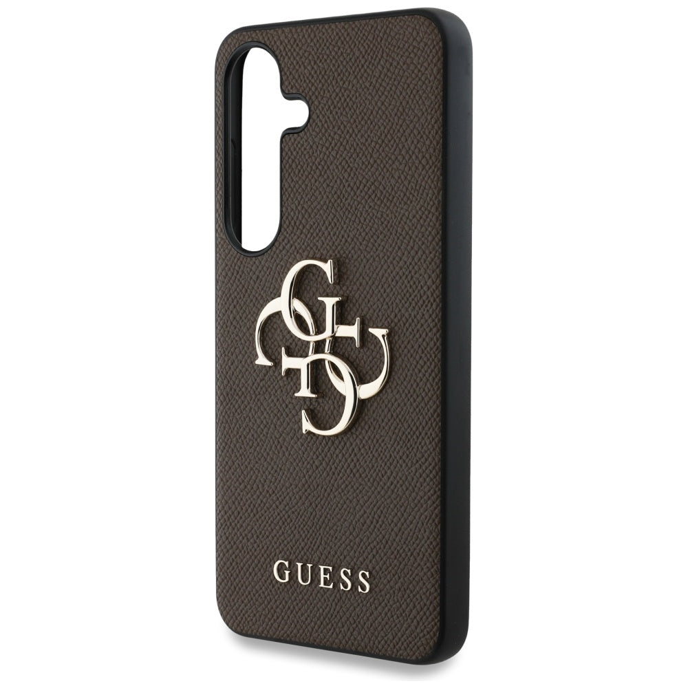 Capa para Samsung Galaxy S25 S931, Guess, 4G Grained Big and Classic Logo, Marrom