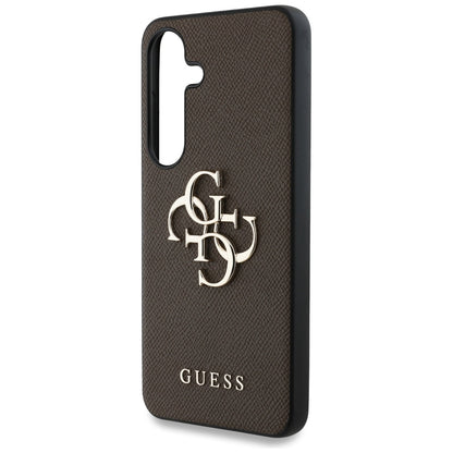 Capa para Samsung Galaxy S25 S931, Guess, 4G Grained Big and Classic Logo, Marrom
