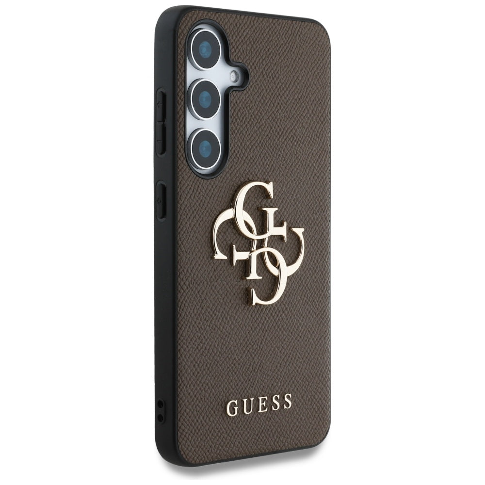 Capa para Samsung Galaxy S25 S931, Guess, 4G Grained Big and Classic Logo, Marrom