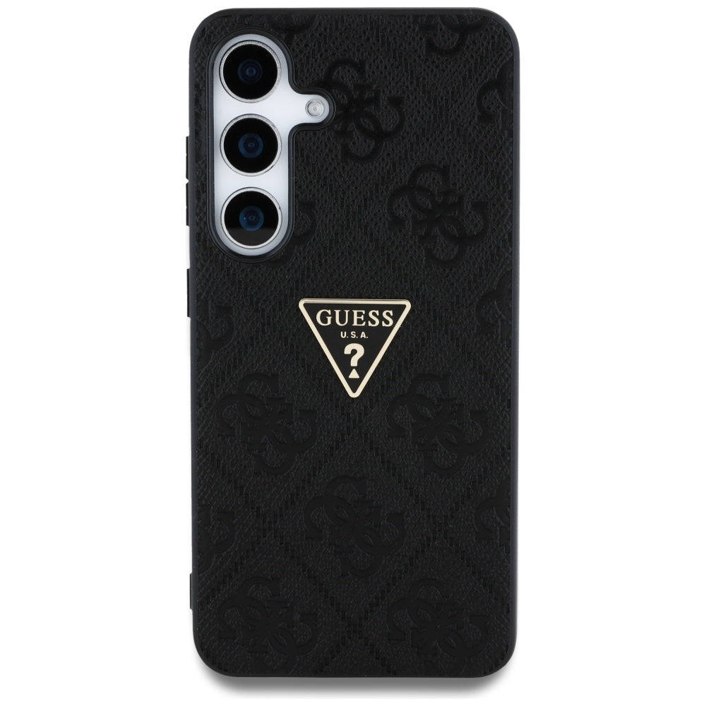 Capa para Samsung Galaxy S25 S931, Guess, Grained Hot Stamp 4G Triangle, Preta