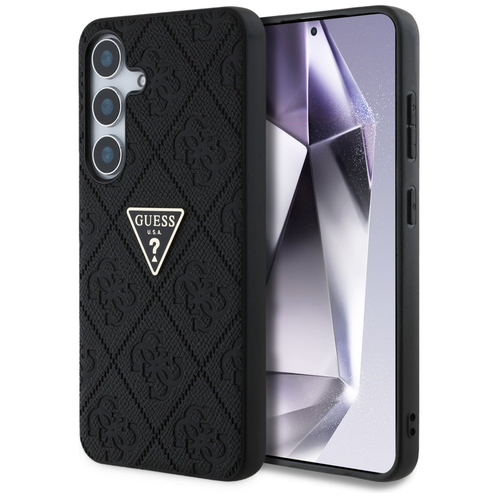 Capa para Samsung Galaxy S25 S931, Guess, Grained Hot Stamp 4G Triangle, Preta