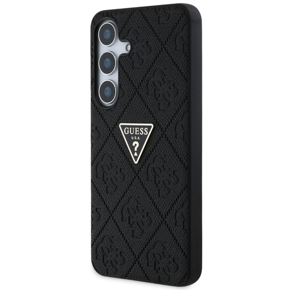 Capa para Samsung Galaxy S25 S931, Guess, Grained Hot Stamp 4G Triangle, Preta