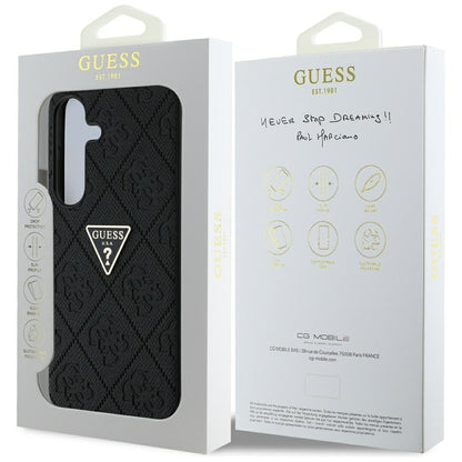Capa para Samsung Galaxy S25 S931, Guess, Grained Hot Stamp 4G Triangle, Preta