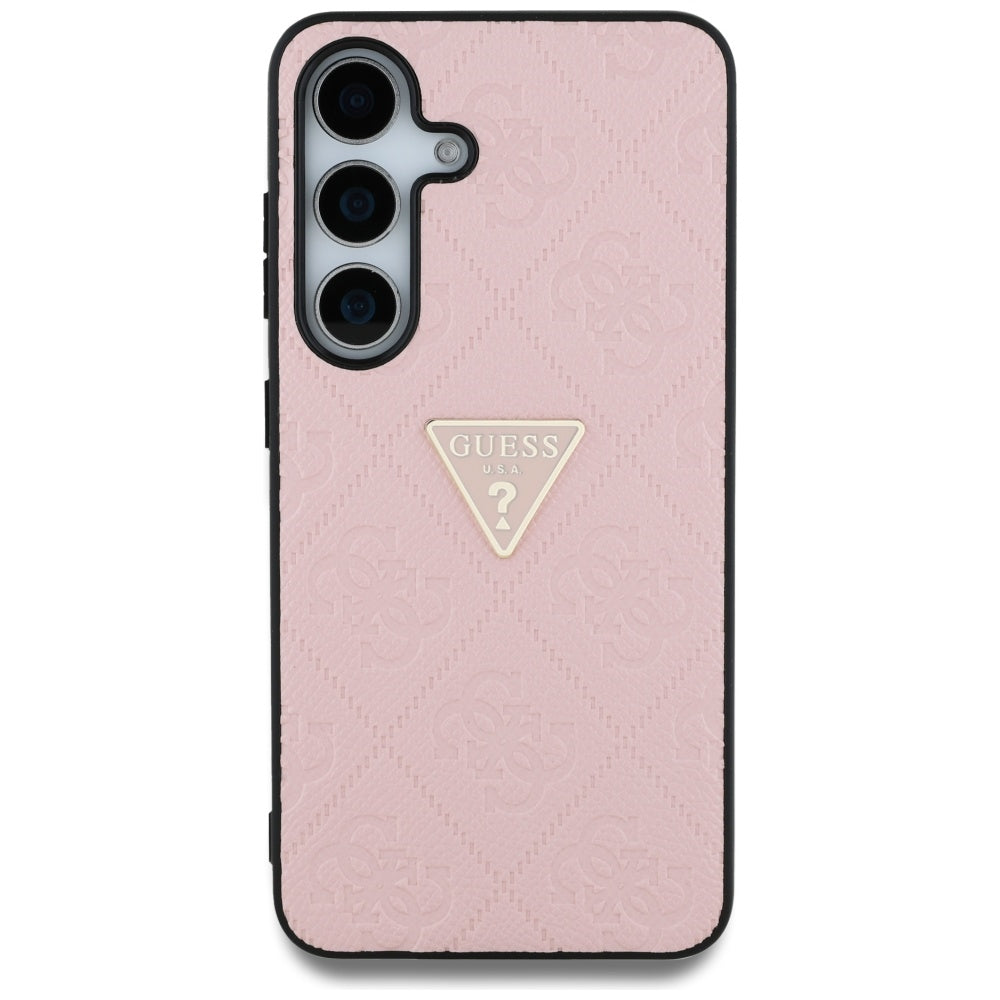 Capa para Samsung Galaxy S25 S931, Guess, Grained Hot Stamp 4G Triangle, Rosa