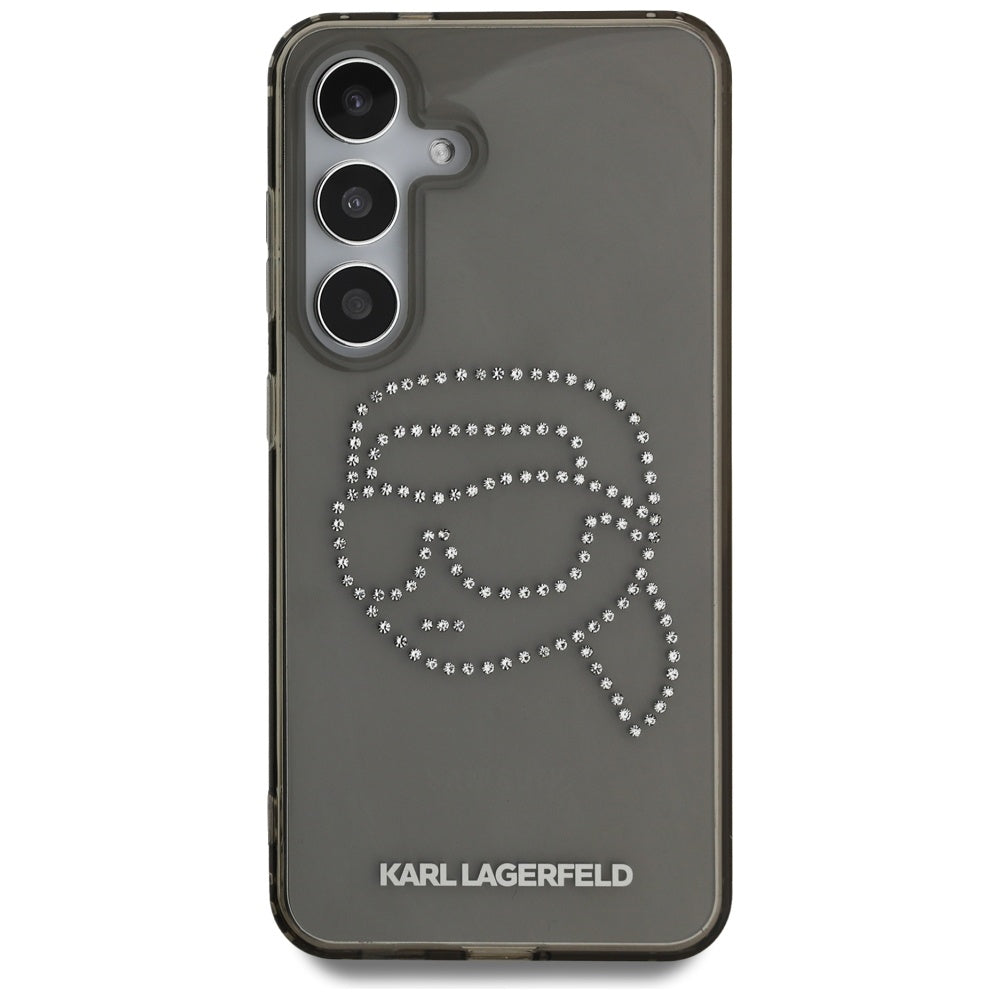 Capa para Samsung Galaxy S25 S931, Karl Lagerfeld, IML Rhinestones Karl's Head, Preta