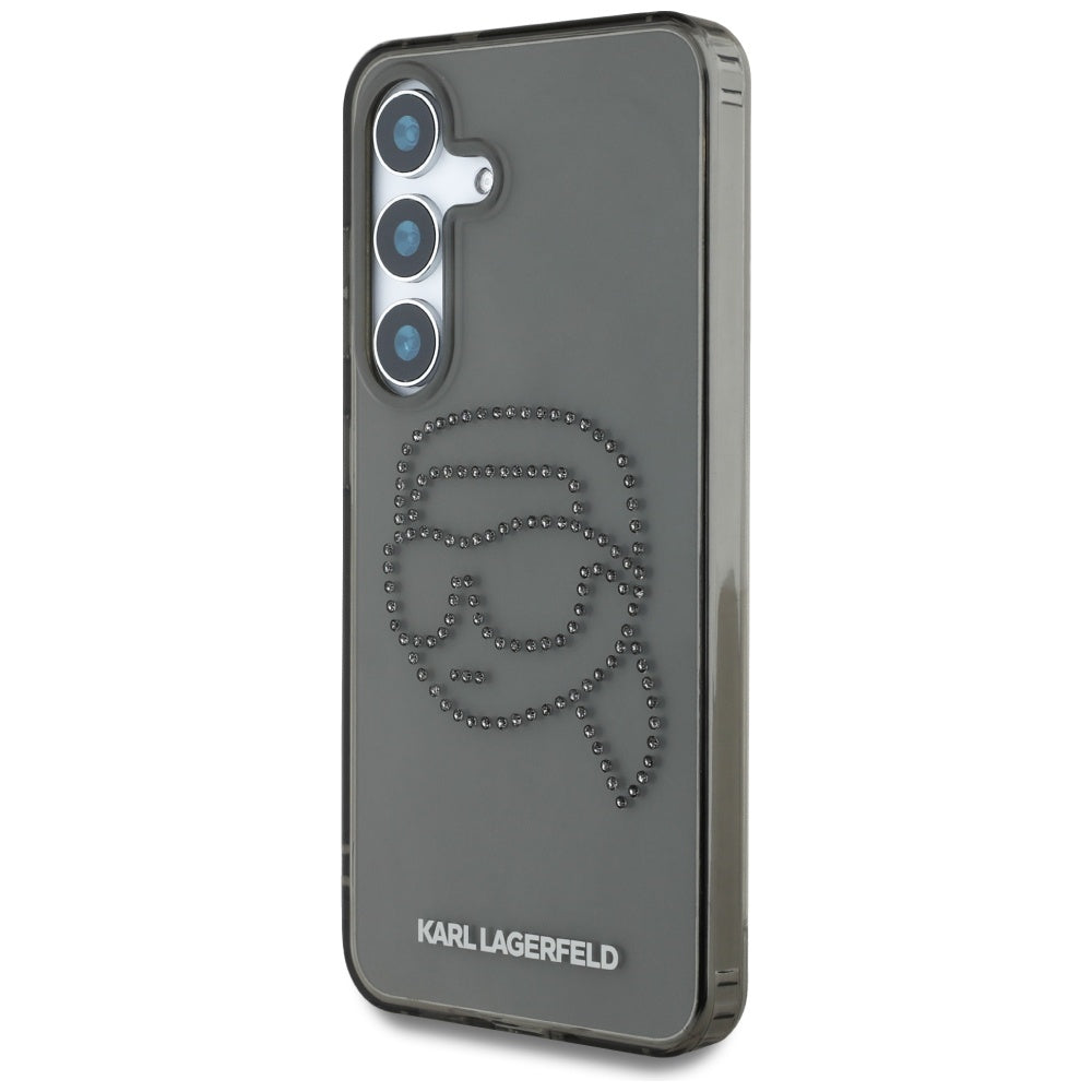 Capa para Samsung Galaxy S25 S931, Karl Lagerfeld, IML Rhinestones Karl's Head, Preta