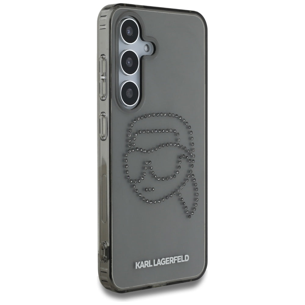 Capa para Samsung Galaxy S25 S931, Karl Lagerfeld, IML Rhinestones Karl's Head, Preta