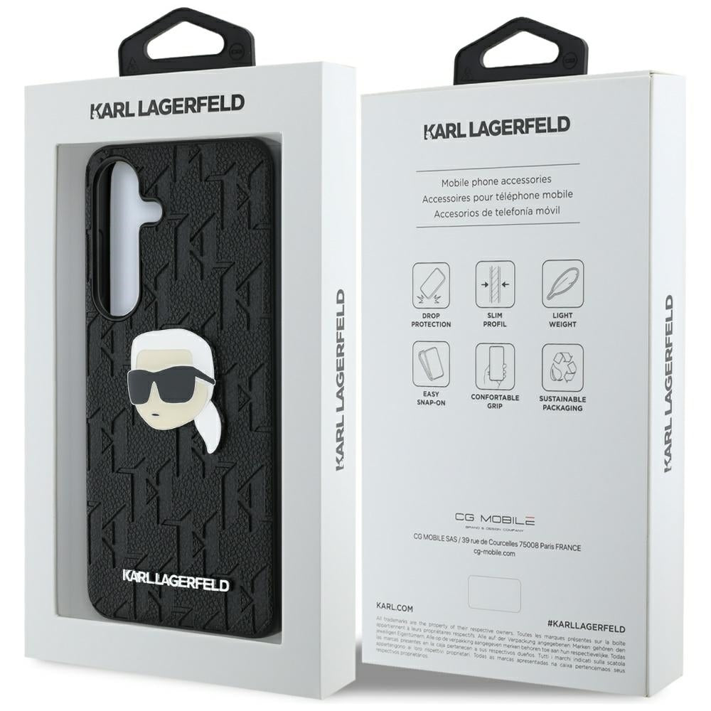 Capa para Samsung Galaxy S25 S931, Karl Lagerfeld, Monograma Karl's Head, Preta
