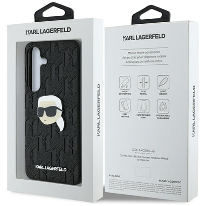 Capa para Samsung Galaxy S25 S931, Karl Lagerfeld, Monograma Karl's Head, Preta