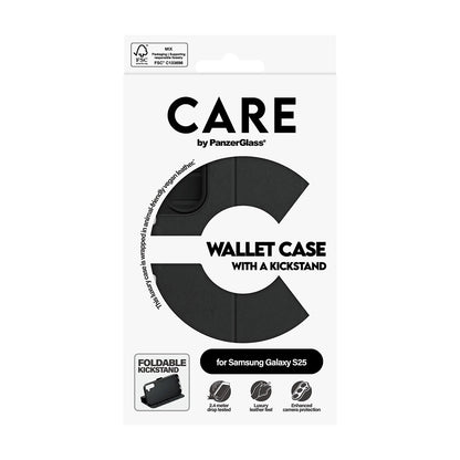 Capa para Samsung Galaxy S25 S931, PanzerGlass, com Suporte Kickstand Wallet, Preta
