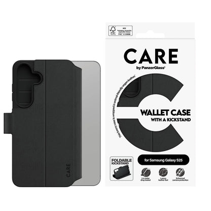 Capa para Samsung Galaxy S25 S931, PanzerGlass, com Suporte Kickstand Wallet, Preta
