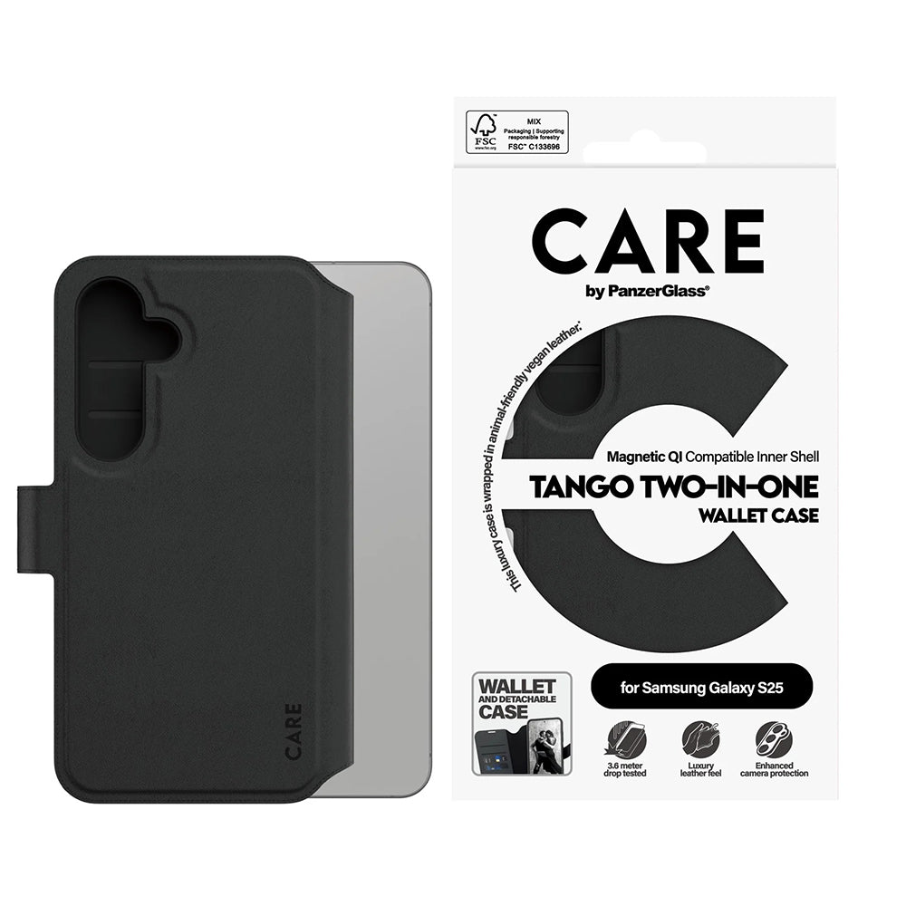 Capa para Samsung Galaxy S25 S931, PanzerGlass, Care Feature Tango Two-in-One, Preta