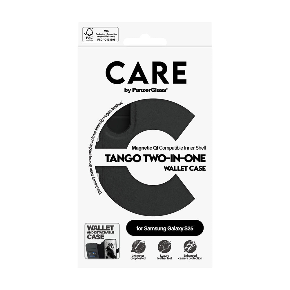 Capa para Samsung Galaxy S25 S931, PanzerGlass, Care Feature Tango Two-in-One, Preta
