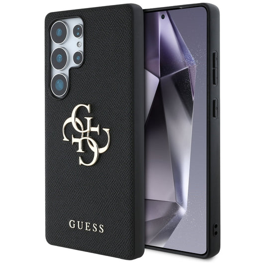 Capa para Samsung Galaxy S25 Ultra S938, Guess, 4G Grained Big and Classic Logo, Preta