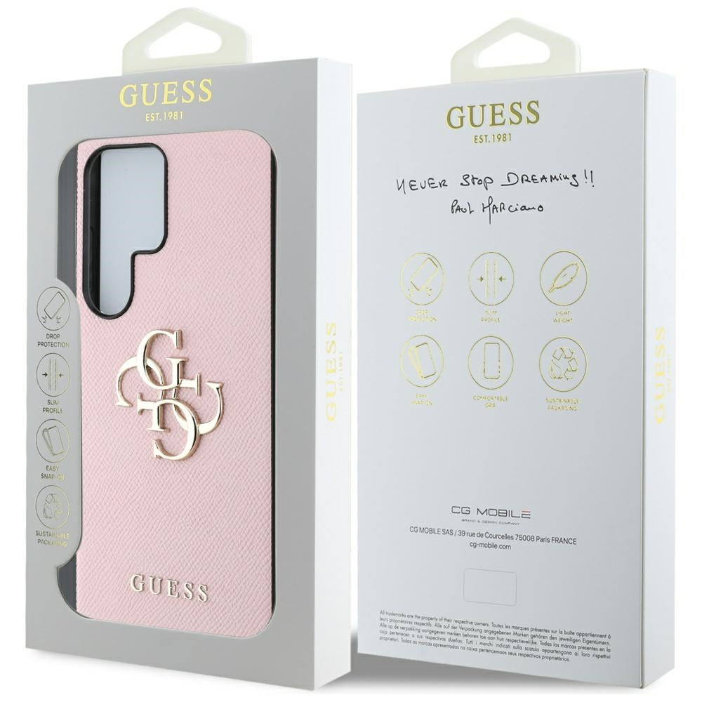 Capa para Samsung Galaxy S25 Ultra S938, Guess, 4G Grained Big and Classic Logo, Rosa