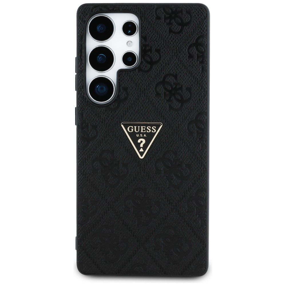 Case for Samsung Galaxy S25 Ultra S938, Guess, Grained Hot Stamp 4G Triangle, Black