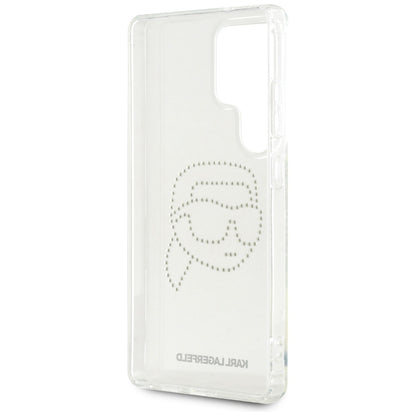 Case for Samsung Galaxy S25 Ultra S938, Karl Lagerfeld, IML Rhinestones Karl's Head, Transparent