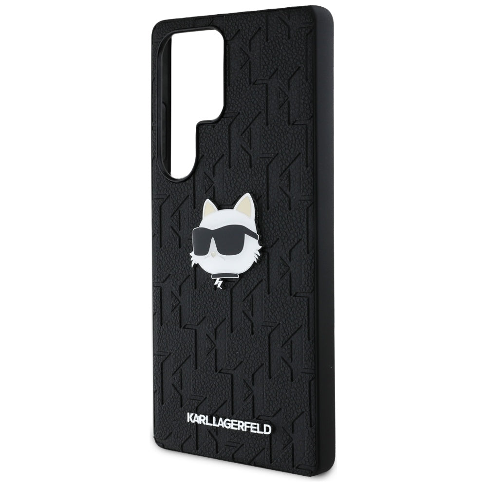 Capa para Samsung Galaxy S25 Ultra S938, Karl Lagerfeld, Monograma Cabeça de Choupette, Preta