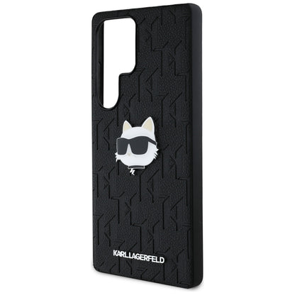 Capa para Samsung Galaxy S25 Ultra S938, Karl Lagerfeld, Monograma Cabeça de Choupette, Preta