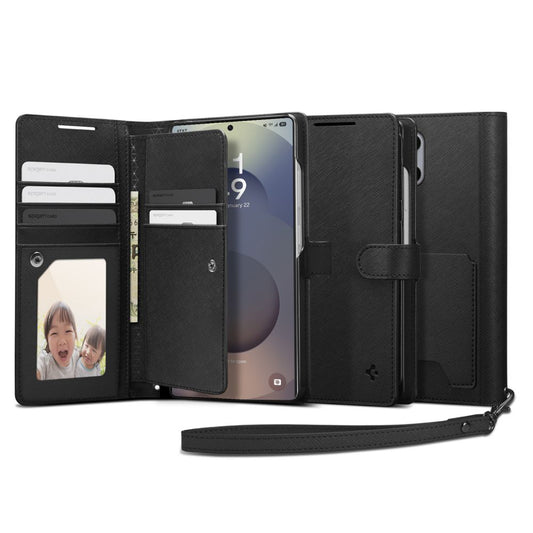 Capa para Samsung Galaxy S25 Ultra S938, Spigen, Wallet S, Preta ACS09124