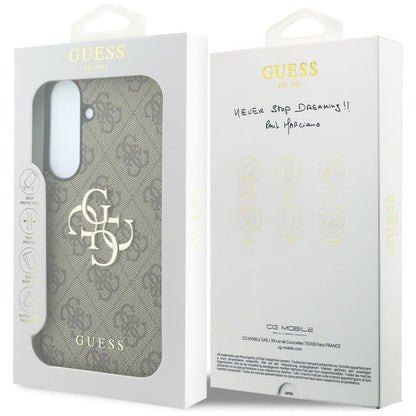 Capa para Samsung Galaxy S26 FE S741, Guess, Logótipo Metálico 4G, Castanha