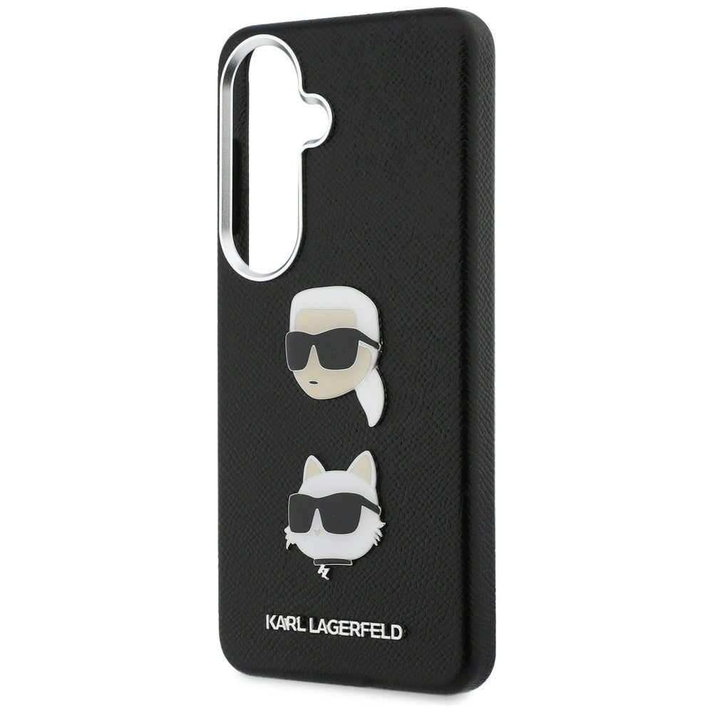 Capa para Samsung Galaxy S26 Plus S947, Karl Lagerfeld, Saffiano Karl & Choupette's Head Pin, Preta