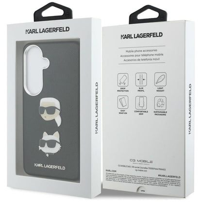 Capa para Samsung Galaxy S26 Plus S947, Karl Lagerfeld, Saffiano Karl & Choupette's Head Pin, Preta