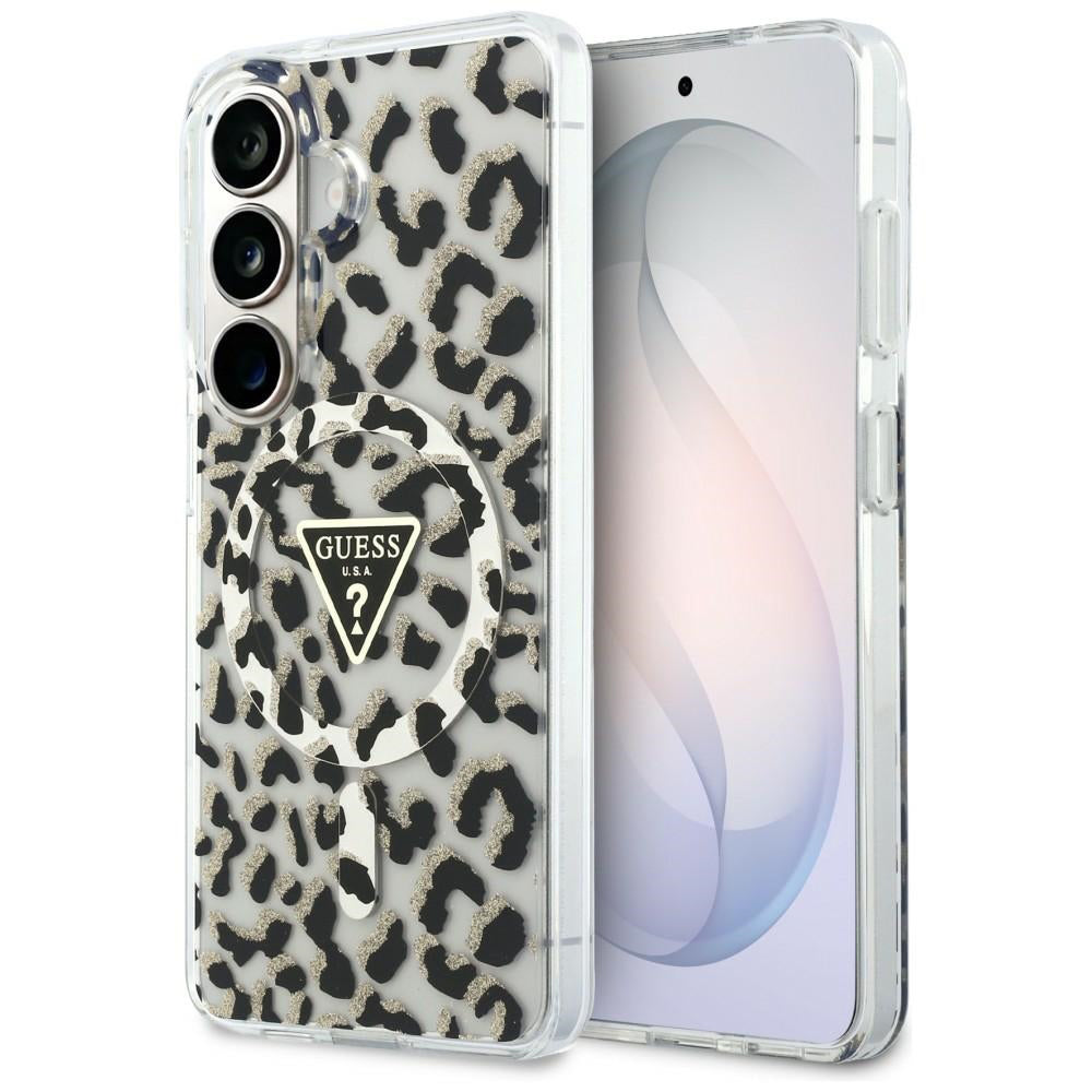 Capa MagSafe para Samsung Galaxy S26 S942, Guess, Padrão Leopardo IML, Preta