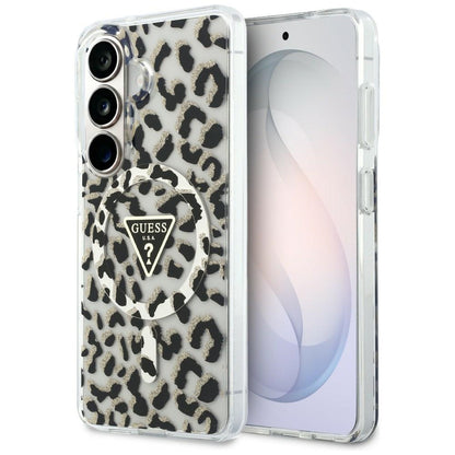 Capa MagSafe para Samsung Galaxy S26 S942, Guess, Padrão Leopardo IML, Preta