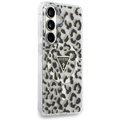 Capa MagSafe para Samsung Galaxy S26 S942, Guess, Padrão Leopardo IML, Preta